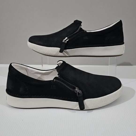 NEW Josef Seibel Claire 20 Sneaker EU Size 42 Black Leather White Slip On Loafer - Picture 4 of 13